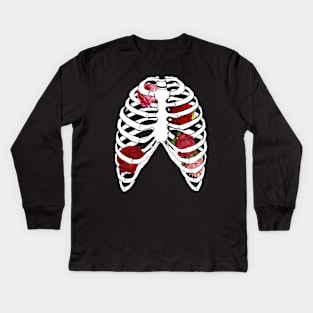 Rib Cage with Roses Kids Long Sleeve T-Shirt